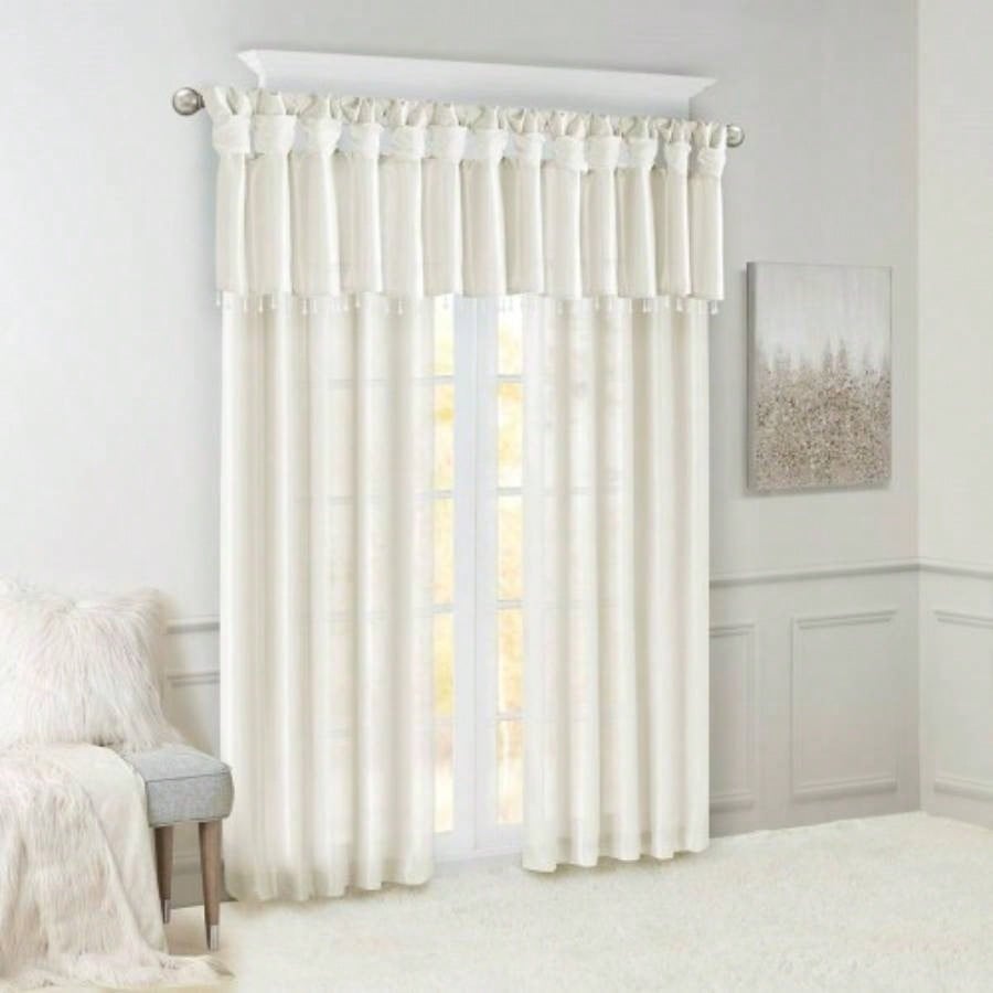 Twist Tab Lined Window Curtain Panel Pair White 2 - PK 50x84