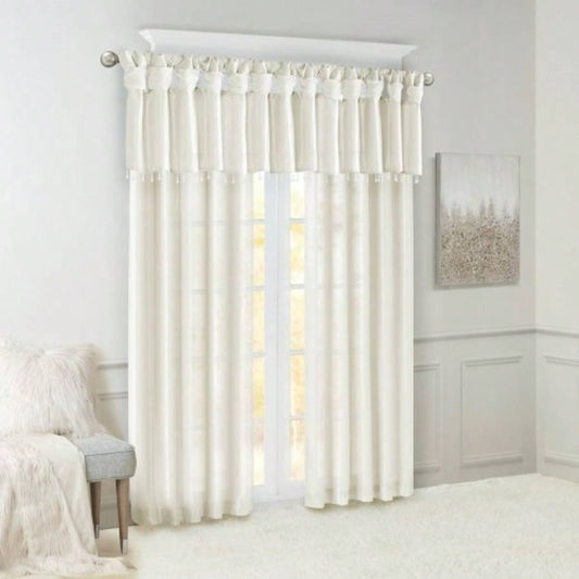 Twist Tab Lined Window Curtain Panel Pair White 2 - PK 50x84