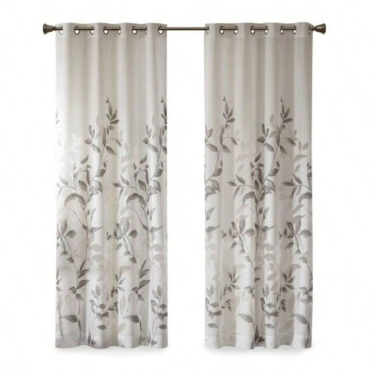 Burnout Printed Curtain Panel Pair2 Pcs Window Panels