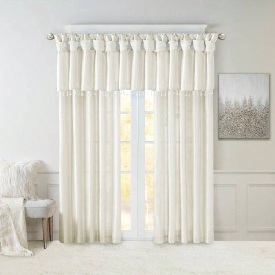 Twist Tab Lined Window Curtain Panel Pair White 2 - PK 50x84