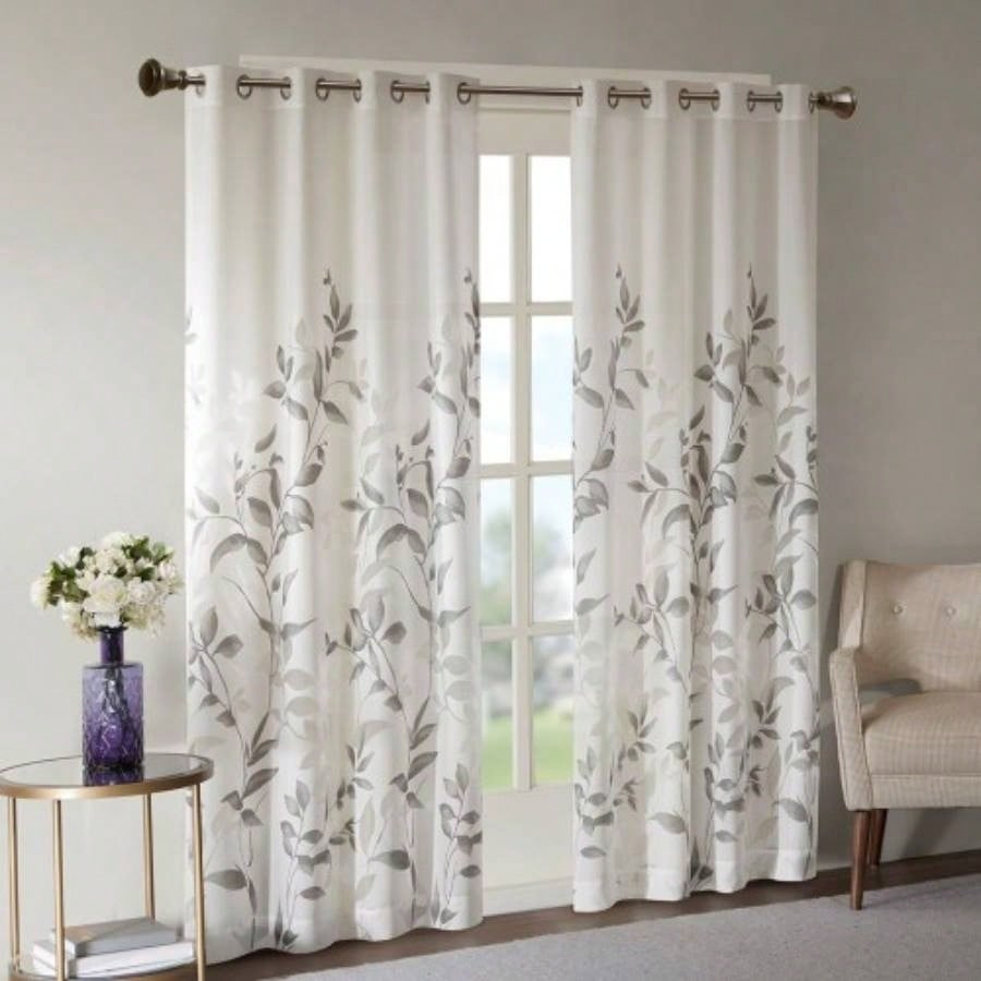 Burnout Printed Curtain Panel Pair2 Pcs Window Panels