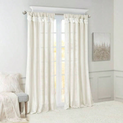 Twist Tab Lined Window Curtain Panel Pair White 2 - PK 50x84