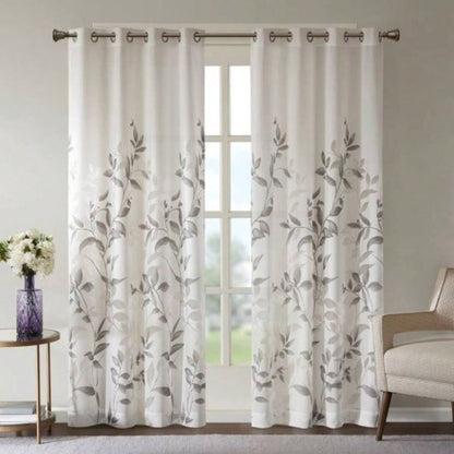 Burnout Printed Curtain Panel Pair2 Pcs Window Panels