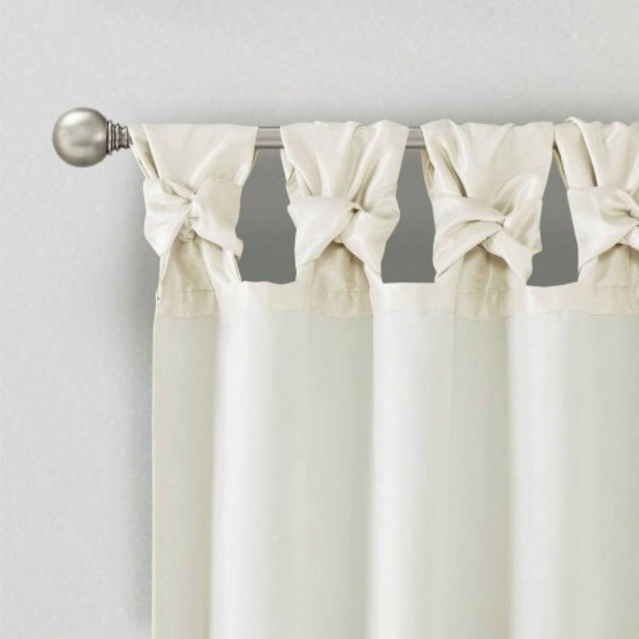 Twist Tab Lined Window Curtain Panel Pair White 2 - PK 50x84
