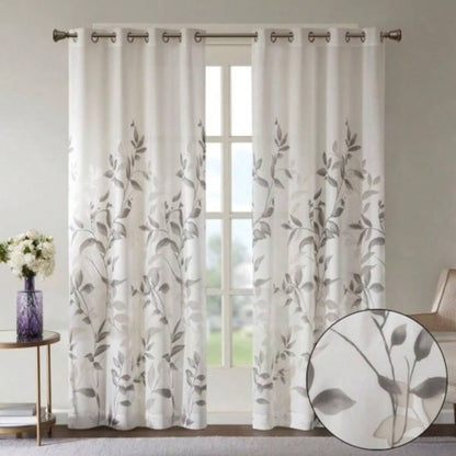 Burnout Printed Curtain Panel Pair2 Pcs Window Panels