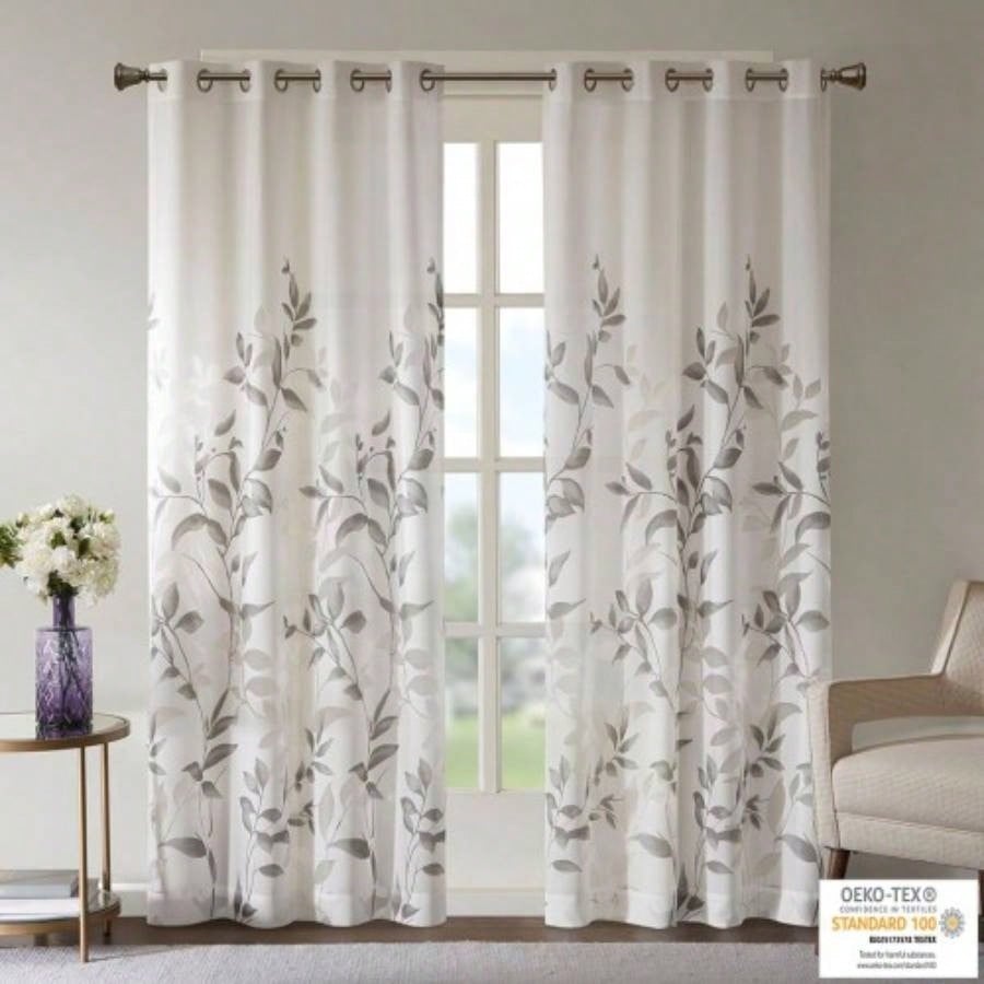 Burnout Printed Curtain Panel Pair2 Pcs Window Panels