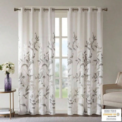 Burnout Printed Curtain Panel Pair2 Pcs Window Panels