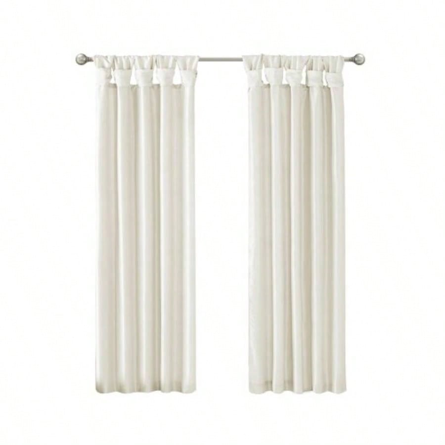 Twist Tab Lined Window Curtain Panel Pair White 2 - PK 50x84