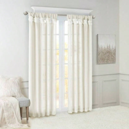 Twist Tab Lined Window Curtain Panel Pair White 2 - PK 50x84