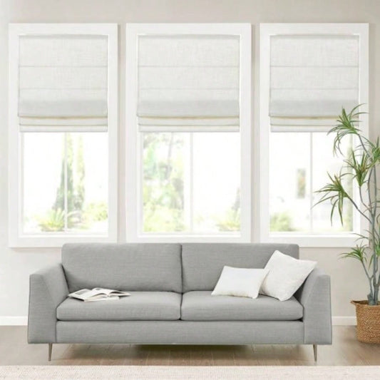 Linen Blend Light Filtering Cordless Roman Shade White 35x64