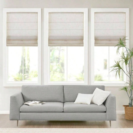 Linen Blend Light Filtering Cordless Roman Shade Natural 29x64