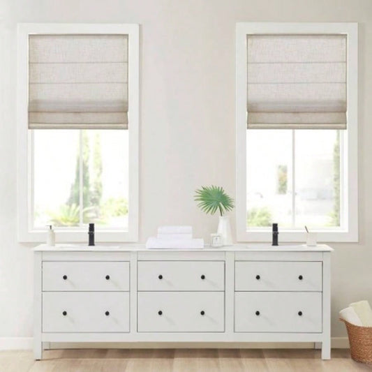 Linen Blend Light Filtering Cordless Roman Shade Natural 35x64