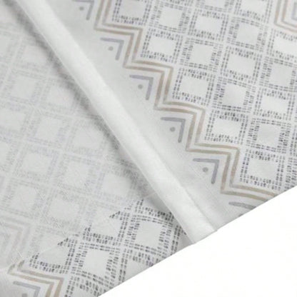 2pk Poly Printed Curtain Panel with Tufted Stripe White/Taupe 2 - PK 50x84