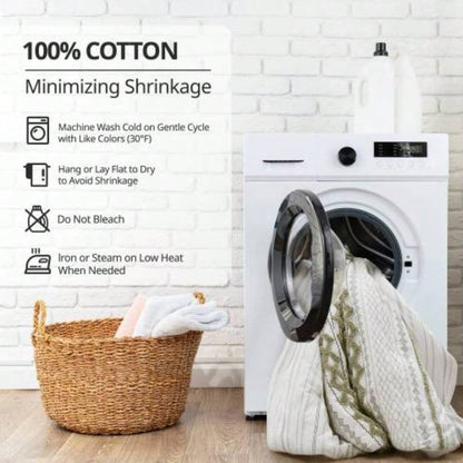 1 PCS 50x95 Cotton Printed Curtain Panel with Chenille Stripe and Lining Green