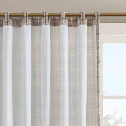 1 PCS 50x108 Plaid Rod Pocket and Back Tab Curtain Panel with Fleece Lining Brown