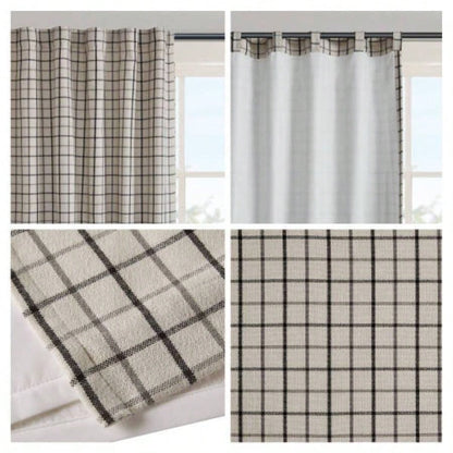 1PC 50x108 Plaid Rod Pocket and Back Tab Curtain Panel with Fleece Lining