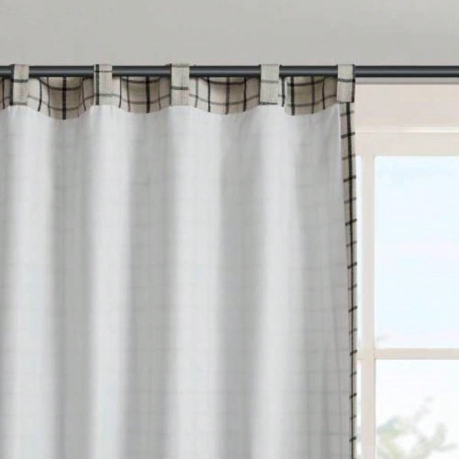 1PC 50x108 Plaid Rod Pocket and Back Tab Curtain Panel with Fleece Lining