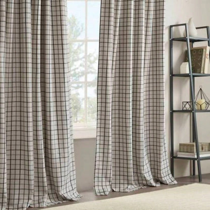 1PC 50x108 Plaid Rod Pocket and Back Tab Curtain Panel with Fleece Lining