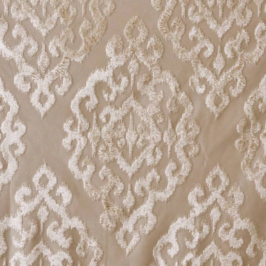 Knitted Jacquard Damask Total Blackout Grommet Top Curtain Panel Pair2 Pcs Window Panels