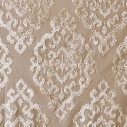 Knitted Jacquard Damask Total Blackout Grommet Top Curtain Panel Pair2 Pcs Window Panels