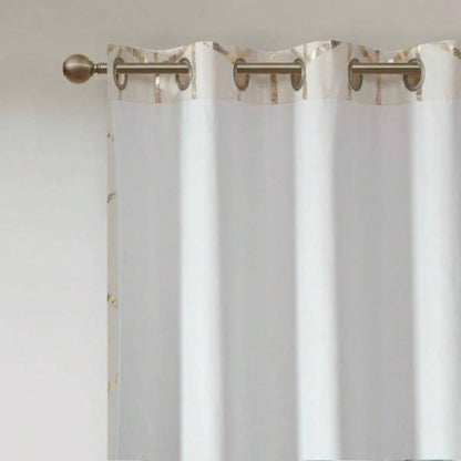 Total Blackout Metallic Print Grommet Top Curtain Panel Pair2 Pcs Window Panels