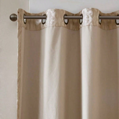 Knitted Jacquard Damask Total Blackout Grommet Top Curtain Panel Pair2 Pcs Window Panels