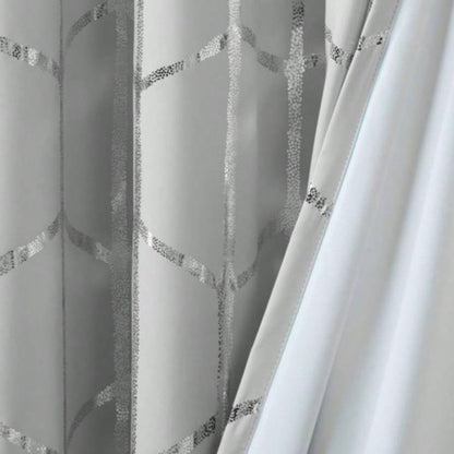 Total Blackout Metallic Print Grommet Top Curtain Panel Pair2 Pcs Window Panels