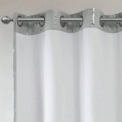Total Blackout Metallic Print Grommet Top Curtain Panel Pair2 Pcs Window Panels