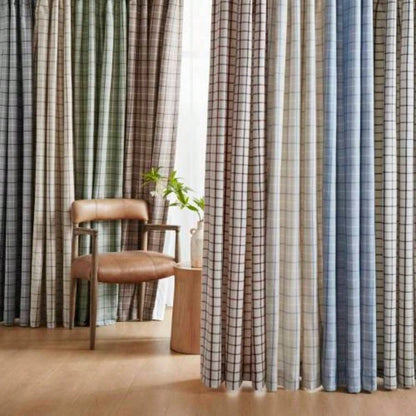 1PC 50x108 Plaid Rod Pocket and Back Tab Curtain Panel with Fleece Lining