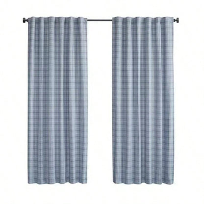 1PC 50x108 Plaid Rod Pocket and Back Tab Curtain Panel with Fleece Lining