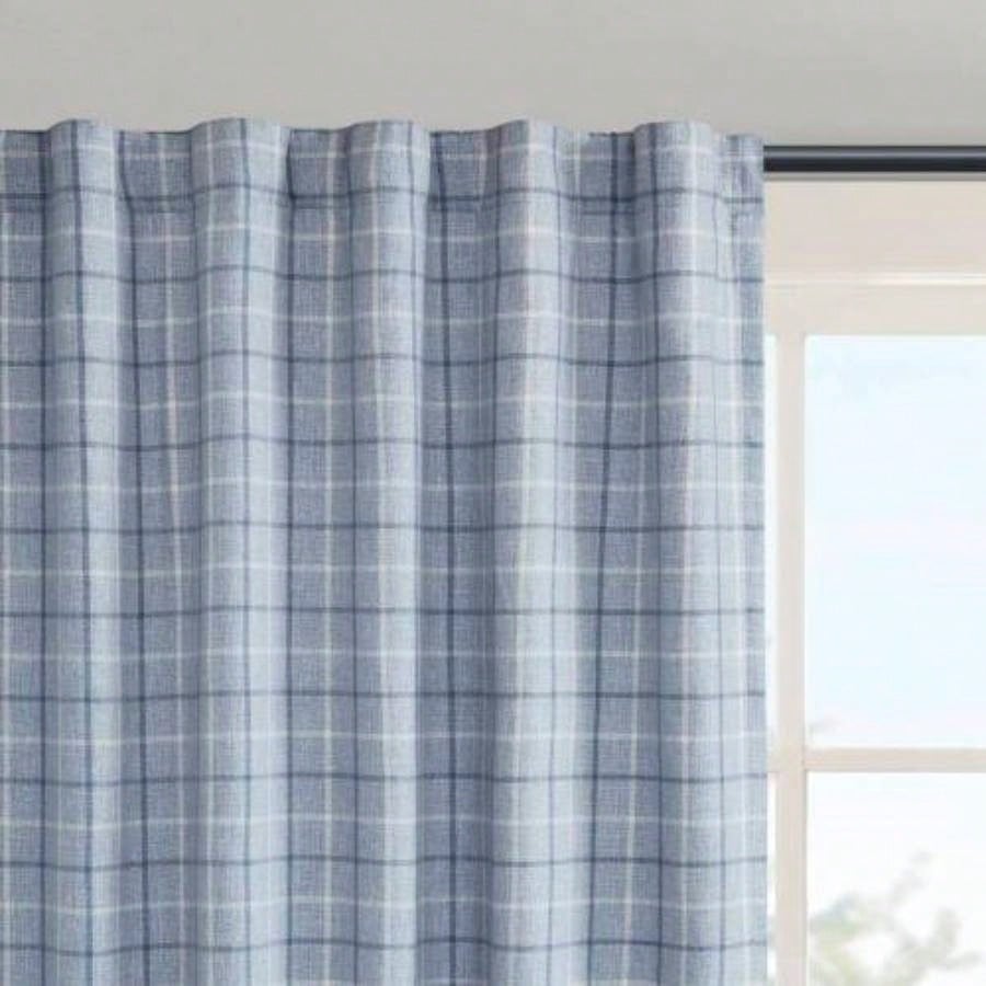 1PC 50x108 Plaid Rod Pocket and Back Tab Curtain Panel with Fleece Lining