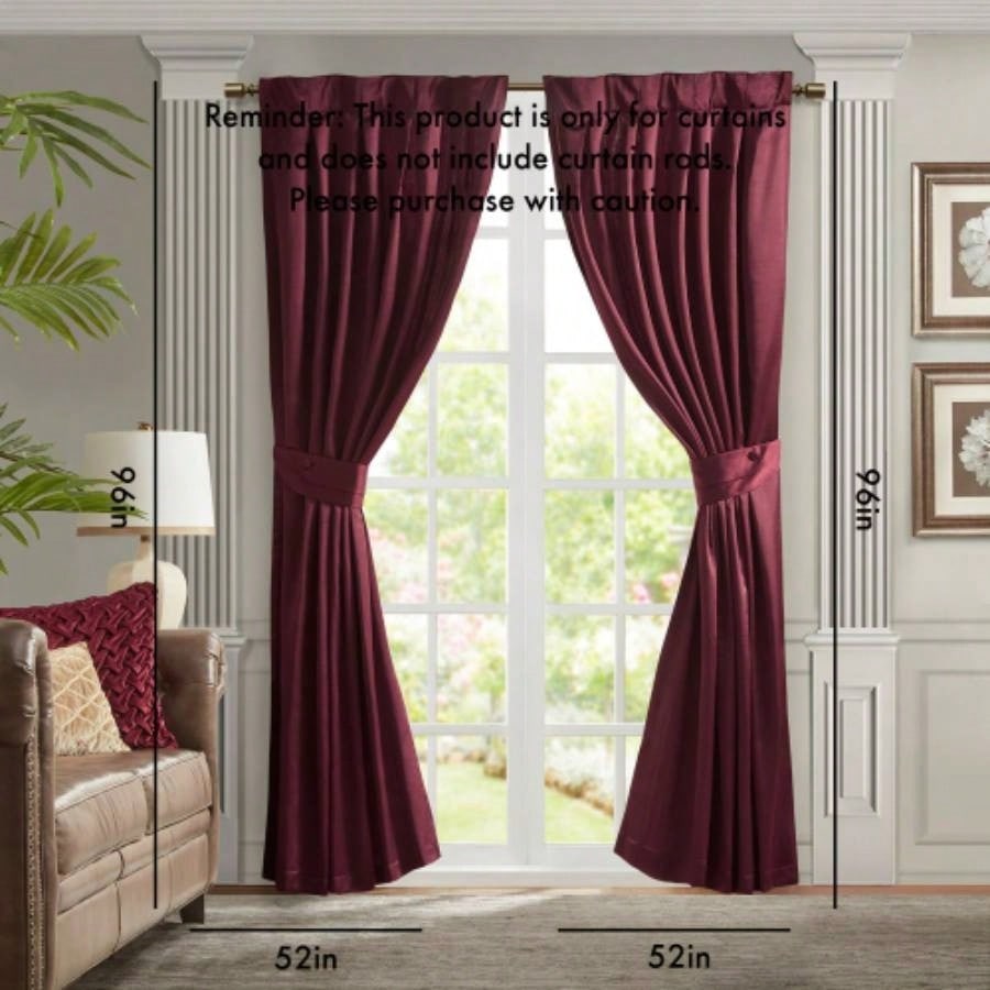 Pleat Curtain Panel with Tieback Single Burgundy 52x96