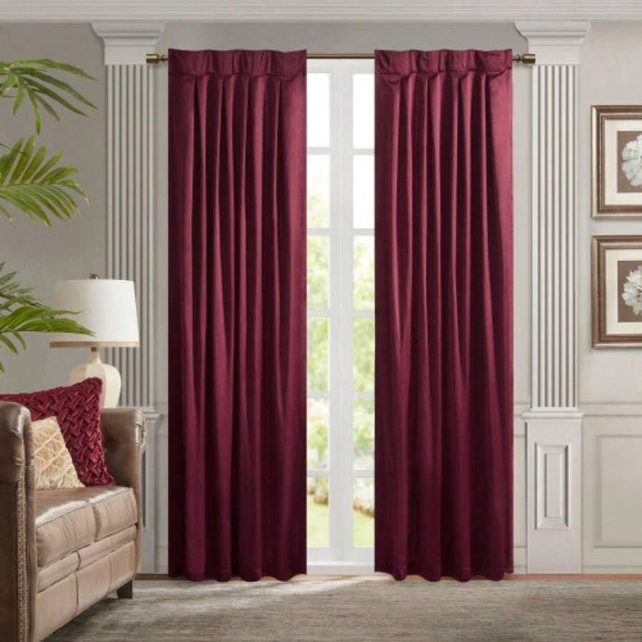 Pleat Curtain Panel with Tieback Single Burgundy 52x96