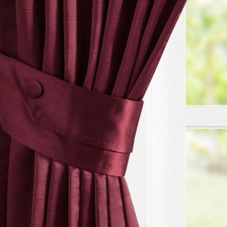 Pleat Curtain Panel with Tieback Single Burgundy 52x96