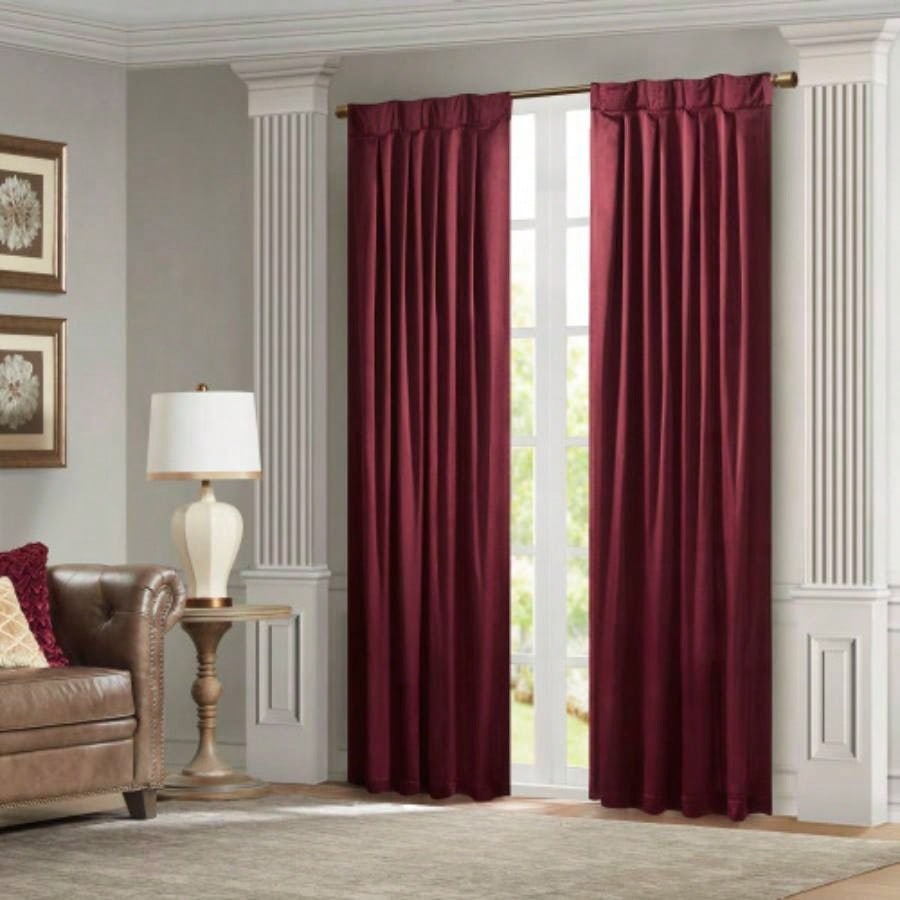 Pleat Curtain Panel with Tieback Single Burgundy 52x96