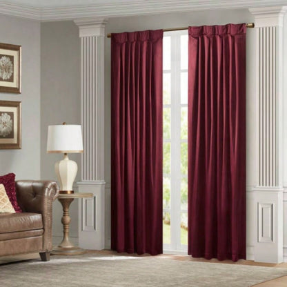 Pleat Curtain Panel with Tieback Single Burgundy 52x96