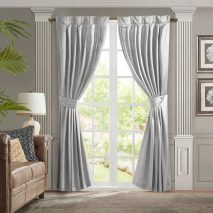 Pleat Curtain Panel with Tieback Single Silver 52x96