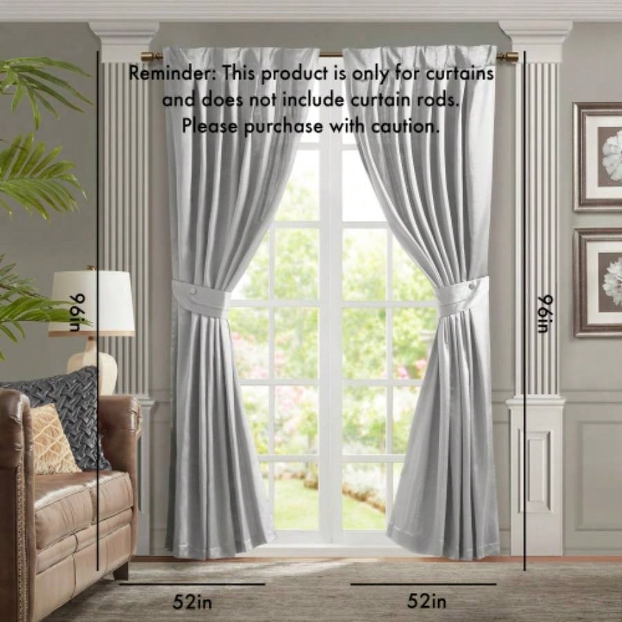 Pleat Curtain Panel with Tieback Single Silver 52x96