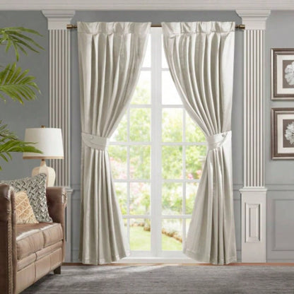 Pleat Curtain Panel with Tieback Single White 52x96