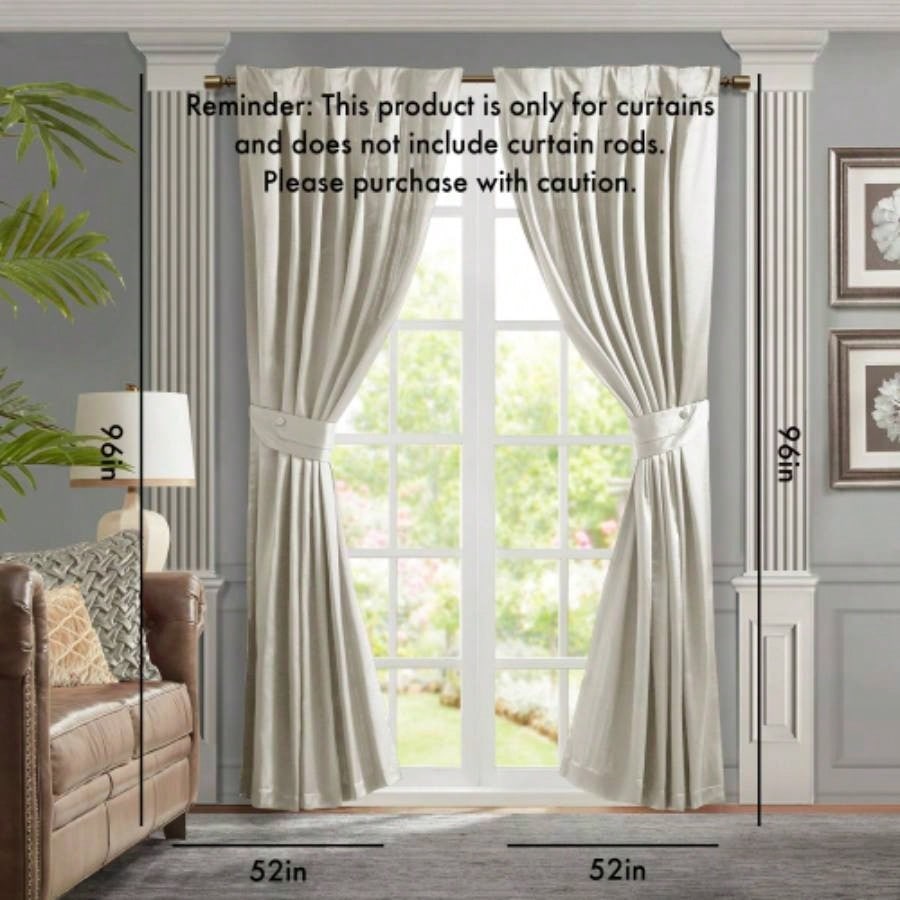 Pleat Curtain Panel with Tieback Single White 52x96