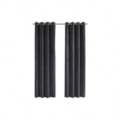 Curtain Panel, 2pcs Set, 54 X 95l, Room Darkening, Grommet, Living Room, Bedroom, Kitchen, Velvet, Contemporary, Modern