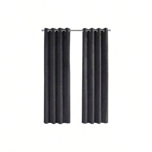 Curtain Panel, 2pcs Set, 54 X 95l, Room Darkening, Grommet, Living Room, Bedroom, Kitchen, Velvet, Contemporary, Modern