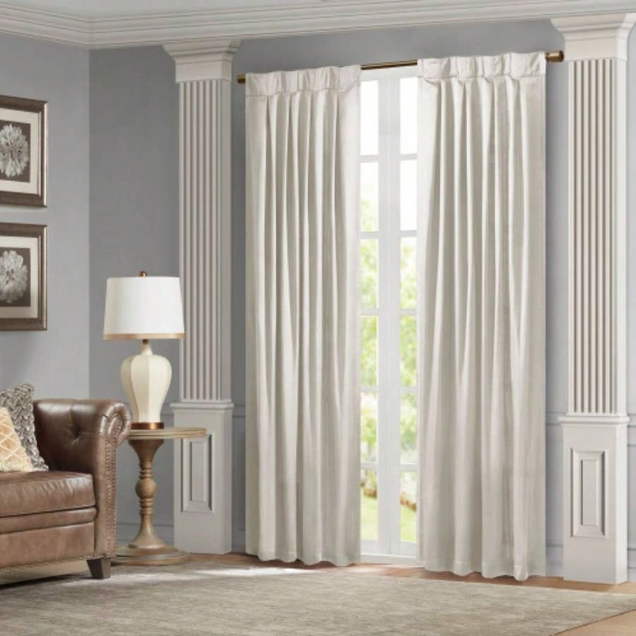 Pleat Curtain Panel with Tieback Single White 52x96
