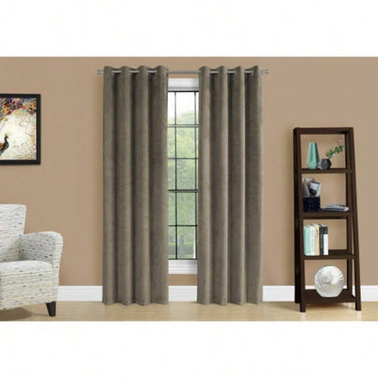 Curtain Panel, 2pcs Set, 54 X 95l, Room Darkening, Grommet, Living Room, Bedroom, Kitchen, Beige Velvet, Contemporary, Modern