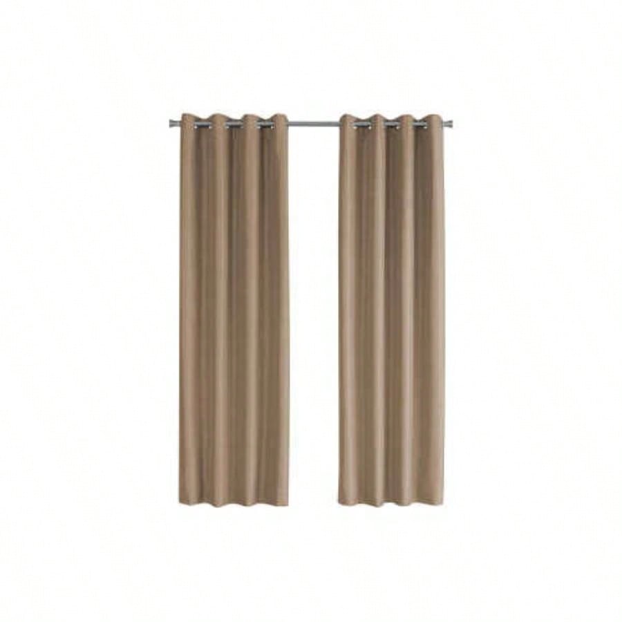 Curtain Panel, 2pcs Set, 54 X 95l, Blackout, Grommet, Living Room, Bedroom, Kitchen, Brown Thermal Insulation Polyester, Contemporary, Modern