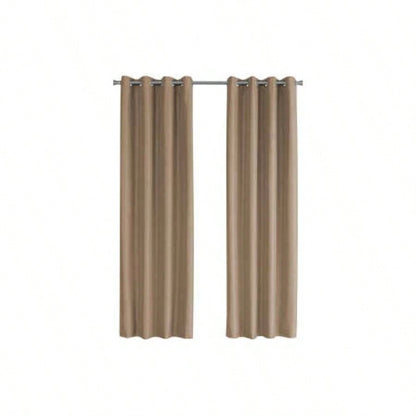 Curtain Panel, 2pcs Set, 54 X 95l, Blackout, Grommet, Living Room, Bedroom, Kitchen, Brown Thermal Insulation Polyester, Contemporary, Modern