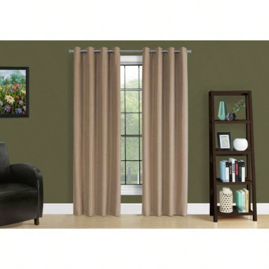 Curtain Panel, 2pcs Set, 54 X 95l, Blackout, Grommet, Living Room, Bedroom, Kitchen, Brown Thermal Insulation Polyester, Contemporary, Modern