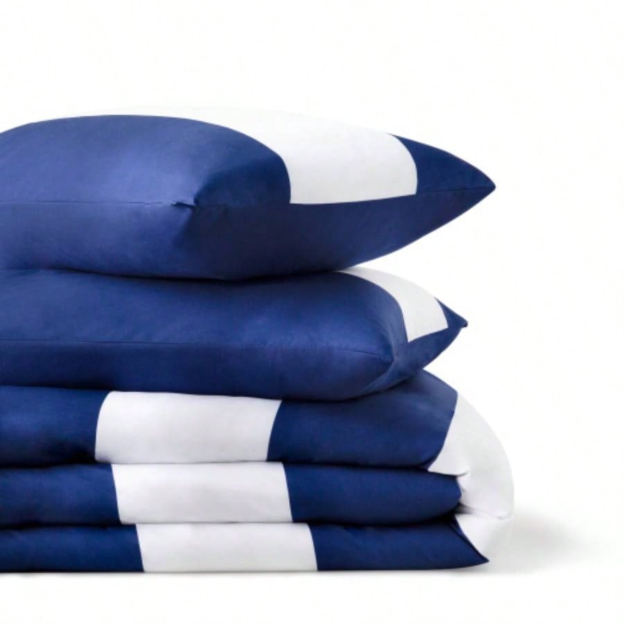 Linenspa Microfiber Designer Comforter - Rugby Stripe, Cal King, Navy