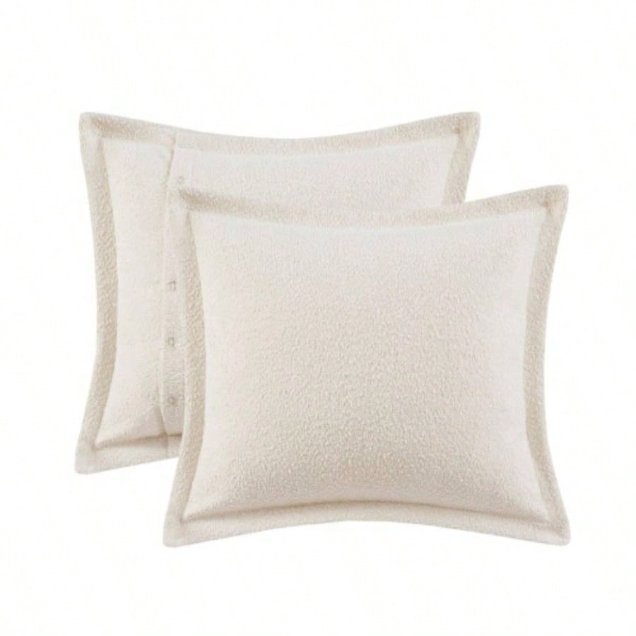 Oversized Chenille Jacquard Striped Comforter Set with Euro Shams and Throw Pillows