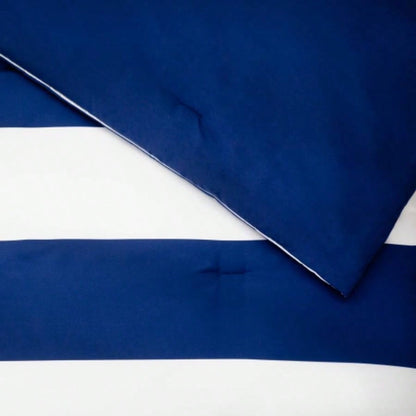 Linenspa Microfiber Designer Comforter - Rugby Stripe, Cal King, Navy